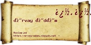 Árvay Ádám névjegykártya