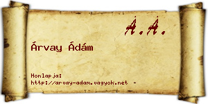Árvay Ádám névjegykártya